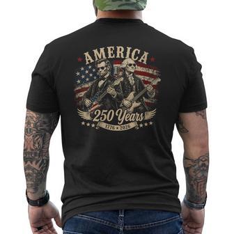 Women's George Washington Lincoln Playing Guitar Abe Lincoln 250Th Men's T-shirt Back Print - Thegiftio UK