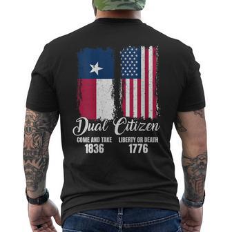 Women's Texas Independence Day Dual Citizen Texan & American Flag Men's T-shirt Back Print - Thegiftio UK