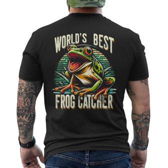 Worlds Best カエルキャッチキャッチャー ハンティングコレクター メンズTシャツ バックプリント - Kawaiitshirt