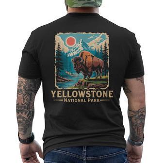 Wyoming Buffalo Bison Vintage Yellowstone National Park Men's T-shirt Back Print - Thegiftio UK