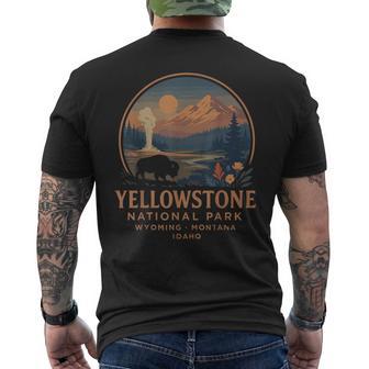 Yellowstone National Park Vintage Bison Geyser Men's T-shirt Back Print - Thegiftio UK