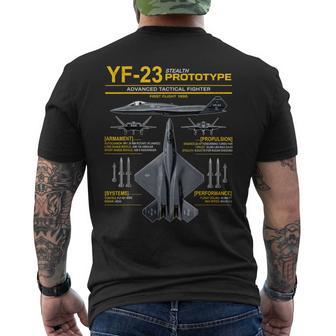 Yf-23 ステルス戦闘機 ミリタリー ジェット仕様 インフォグラフィック イエロー メンズTシャツ バックプリント - Kawaiitshirt
