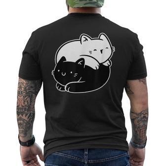 Ying Yang Japonés Equilibrio Lindo Gato Kawaii Amante De Los Gatos Camiseta Hombre Estampado Espalda - Regaloses