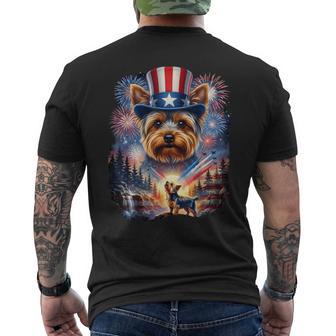 Yorkie 4Th Of July Yorkshire Dog Us American Flag Men's T-shirt Back Print - Monsterry UK