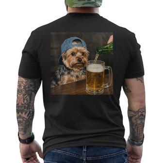 Yorkie Drinking Beer Dog Meme Men's T-shirt Back Print | Mazezy
