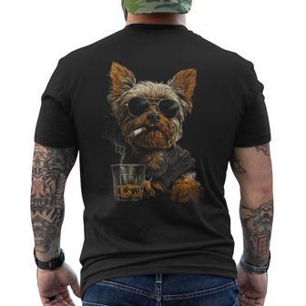 Yorkshire Terrier Smoking Cigarette Whisky Lover Dog Men's T-shirt Back Print - Thegiftio UK