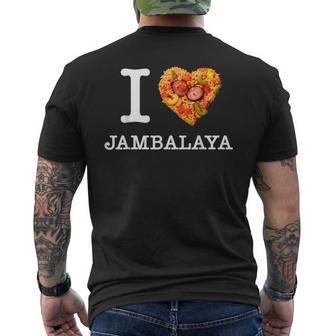 “I Love Jambalaya” のジャンバラヤ好き向けデザイン メンズTシャツ バックプリント - Kawaiitshirt