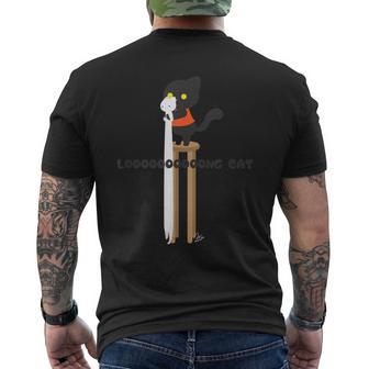 【長い猫】 ロングキャット メンズ レディース キッズ ねこ イラスト メンズTシャツ バックプリント - Kawaiitshirt