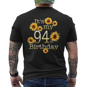 かわいいひまわり 94歳の誕生日 94歳の誕生日 メンズTシャツ バックプリント - Kawaiitshirt