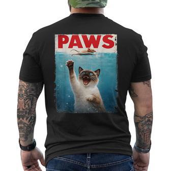 かわいいシャム猫パウズパロディー 猫好きのための猫のミームユーモア メンズTシャツ バックプリント - Kawaiitshirt