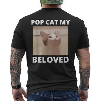 かわいいポップキャットミーム ポップキャット 面白い猫のミーム メンズTシャツ バックプリント - Kawaiitshirt
