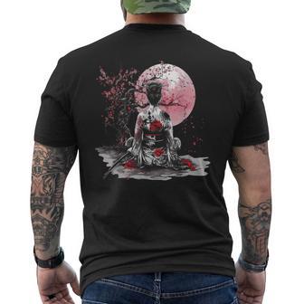 さくら 桜 日本の芸者 日本のサムライガール メンズTシャツ バックプリント - Kawaiitshirt