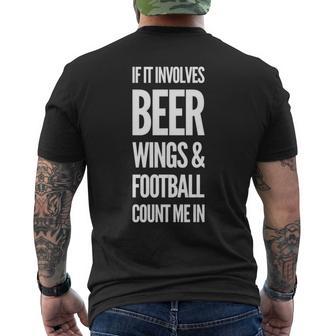 それがビールの翼とフットボールを含むなら、私をカウントイン 長袖tシャツ メンズTシャツ バックプリント - Kawaiitshirt