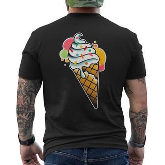 アイスクリームコーン×スプリンクルワッフルコーン メンズTシャツ バックプリント - Kawaiitshirt