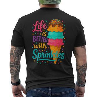 アイスクリームスクープ ジェラート好き フローズンヨーグルト アイスクリーム メンズTシャツ バックプリント - Kawaiitshirt
