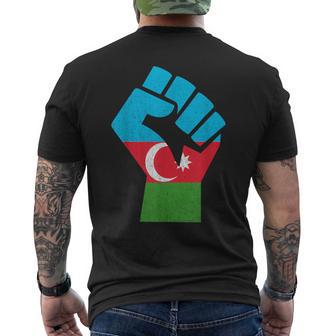 アゼルバイジャン 国旗 アゼルバイジャン ルーツ 手拳 パワー アゼルバイジャン メンズTシャツ バックプリント - Kawaiitshirt