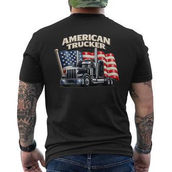 アメリカのトラック運転手 アメリカの国旗 愛国的なトラック運転手 ビッグリグ メンズTシャツ バックプリント - Kawaiitshirt
