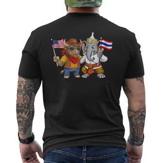 アメリカ・タイ国旗 誇り高いタイ系アメリカ人のルーツ タイ系アメリカ人の遺産 長袖tシャツ メンズTシャツ バックプリント - Kawaiitshirt