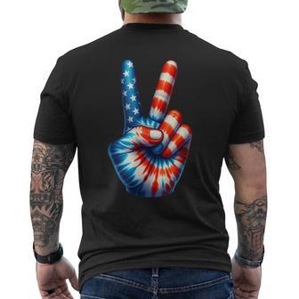 アメリカ国旗 愛国心 平和 手 指 サイン ジェスチャー メンズTシャツ バックプリント - Kawaiitshirt