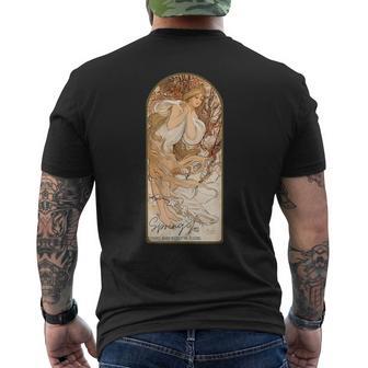 アルフォンス・マリア・ミュシャの季節 春 メンズTシャツ バックプリント - Kawaiitshirt