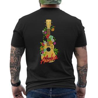 アロハ ハワイアン アイランド ウクレレ フラワー アロハ ハワイ メンズTシャツ バックプリント - Kawaiitshirt