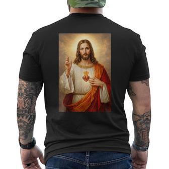 イエスの聖心カトリックキリスト教宗教デザイン。 メンズTシャツ バックプリント - Kawaiitshirt