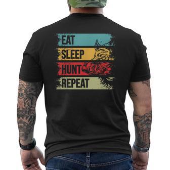 イノシシ ハンター 食べる スリープ ハント リピートハンティング メンズTシャツ バックプリント - Kawaiitshirt