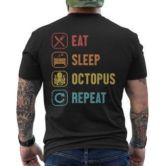 イート・スリープ・オクトパス・リピート・セファロポッド・オクトポッドズ・ラバー・オクトパス メンズTシャツ バックプリント - Kawaiitshirt