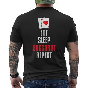 イート・スリープ・バカラ・リピート-バカラは私のゲームカードゲーム メンズTシャツ バックプリント - Kawaiitshirt