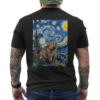 ウォンバット 星月夜 ゴッホスタイル アートペインティング メンズTシャツ バックプリント - Kawaiitshirt