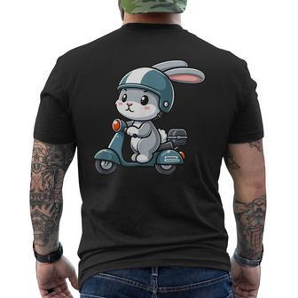 ウサギ スクーター ペット 面白い オートバイ メンズTシャツ バックプリント - Kawaiitshirt