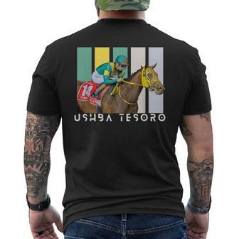 ウシュバテソロ 馬 競馬ファン デルマール サンタアニタ メンズTシャツ バックプリント - Kawaiitshirt
