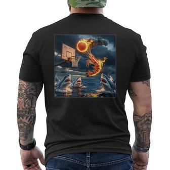 エビダンキングオンシャークファニーフィッシングミーム メンズTシャツ バックプリント - Kawaiitshirt