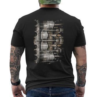 エンジンピストン断面背景 メンズTシャツ バックプリント - Kawaiitshirt