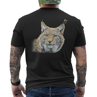オオヤマネコのデザインオオヤマネコの野良猫ギフト メンズTシャツ バックプリント - Kawaiitshirt