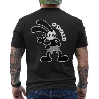 オズワルドウサギの手を振るウサギ メンズTシャツ バックプリント - Kawaiitshirt