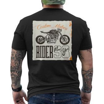 カフェレーサー カスタム バイク おしゃれ オートバイ ライダー イラスト メンズTシャツ バックプリント - Kawaiitshirt