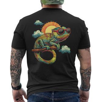 カメレオン 動物 グラフィック サングラス アートワーク カメレオン メンズTシャツ バックプリント - Kawaiitshirt