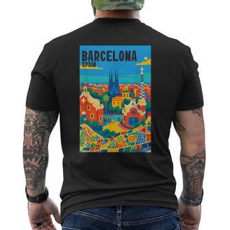 カラフル バルセロナ スペイン ガウディ公園 & サグラダファミリア 旅行 メンズTシャツ バックプリント - Kawaiitshirt