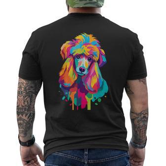 カラフルなポップアートデザイン スタンダードプードル犬 メンズTシャツ バックプリント - Kawaiitshirt