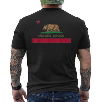 カリフォルニア州 'Bear Republic' 州旗 メンズTシャツ バックプリント - Kawaiitshirt