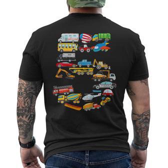 キッズ 男の子の車、消防車の5歳の誕生日 メンズTシャツ バックプリント - Kawaiitshirt