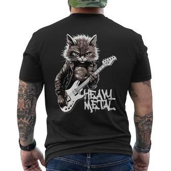 ギターを弾く猫 ヘヴィメタル ロックキャット おもしろギタリスト 長袖tシャツ メンズTシャツ バックプリント - Kawaiitshirt