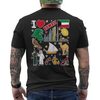 クウェート 手描きのシンボル クウェート地図 文化的アイコン メンズTシャツ バックプリント - Kawaiitshirt