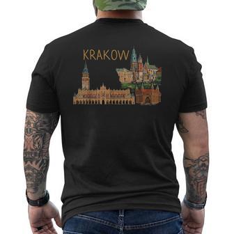 クラクフ ポーランド 旅行 お土産 都市 ランドマーク ギフト メンズTシャツ バックプリント - Kawaiitshirt