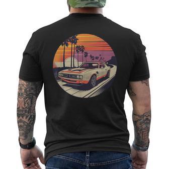 クラシック マッスルカー レトロ ビンテージ スタイル ビーチ サンセット メンズTシャツ バックプリント - Kawaiitshirt