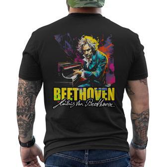 クラシック音楽 ピアノ ルートヴィヒ・ヴァン ベートーヴェン メンズTシャツ バックプリント - Kawaiitshirt