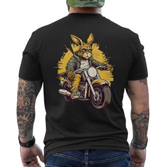 クールなウサギ オートバイライダー 野生の野ウサギバイカー メンズTシャツ バックプリント - Kawaiitshirt