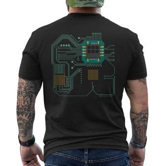 コンピュータープロセッサー、マイクロチップ、テクノロジー メンズTシャツ バックプリント - Kawaiitshirt