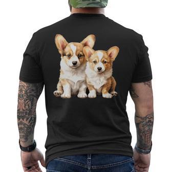 コーギー子犬 長袖tシャツ メンズTシャツ バックプリント - Kawaiitshirt